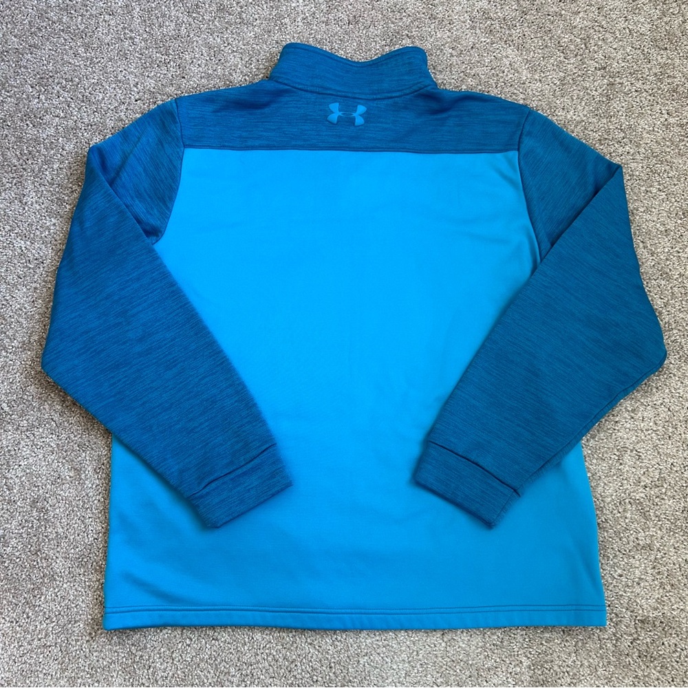 Under Armour ColdGear 1/4 Zip Pullover Men's Large Blue Two-Tone Fleece Loose - Picture 6 of 7